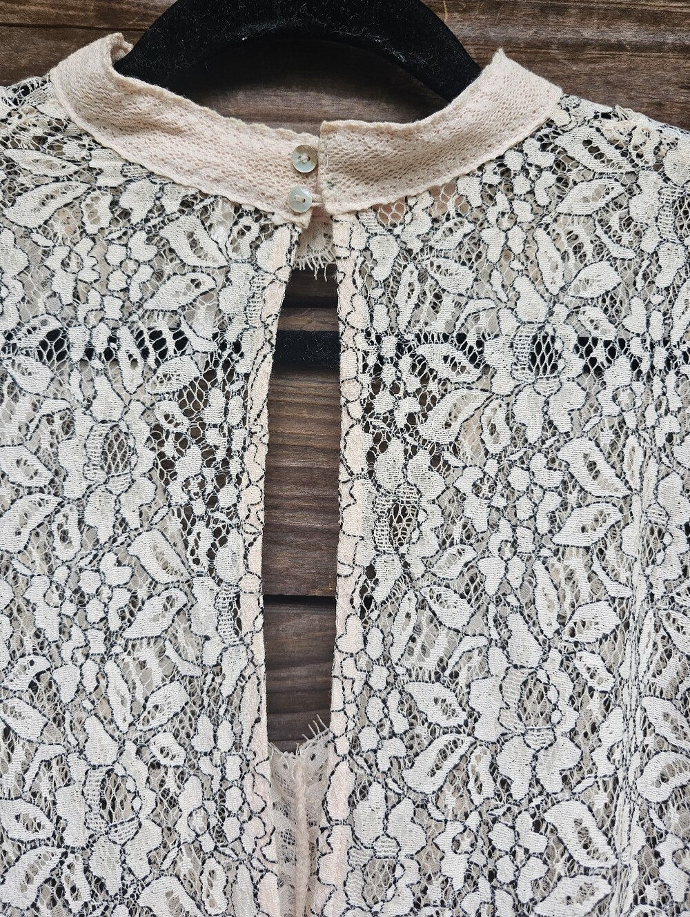 Free People Tell Tale Tunic Dress Blush Pink Cream Lace Boho Size Large - Picture 8 of 9